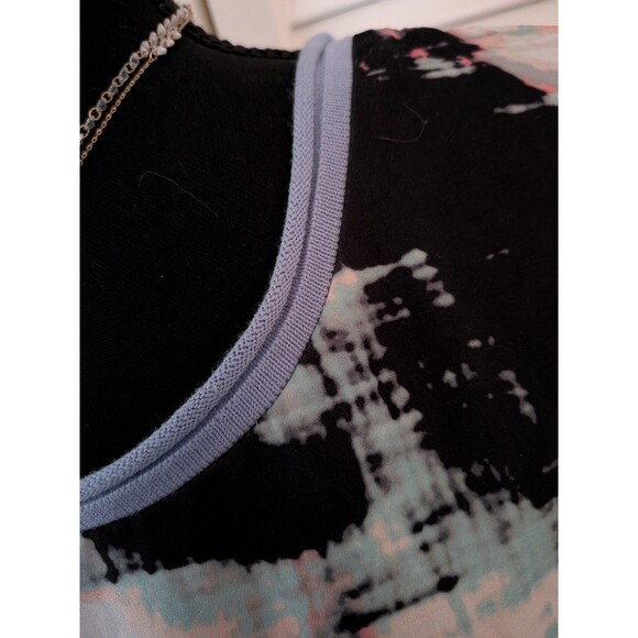 Calvin Klein Sweater Womens M Abstract Art To Wear Blue Multi Mixed Media Top - Picture 7 of 13